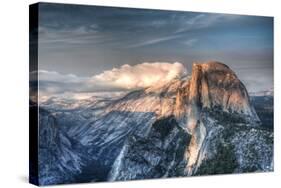 Yosemite National Park, California: Clouds Roll in on Half Dome as Sunset Falls on the Valley-Brad Beck-Stretched Canvas