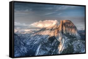 Yosemite National Park, California: Clouds Roll in on Half Dome as Sunset Falls on the Valley-Brad Beck-Framed Stretched Canvas