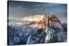 Yosemite National Park, California: Clouds Roll in on Half Dome as Sunset Falls on the Valley-Brad Beck-Stretched Canvas