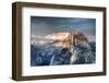 Yosemite National Park, California: Clouds Roll in on Half Dome as Sunset Falls on the Valley-Brad Beck-Framed Premium Photographic Print