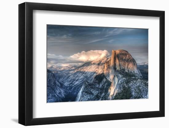 Yosemite National Park, California: Clouds Roll in on Half Dome as Sunset Falls on the Valley-Brad Beck-Framed Premium Photographic Print