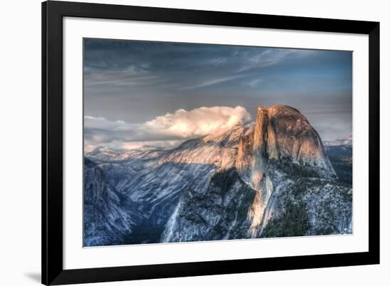 Yosemite National Park, California: Clouds Roll in on Half Dome as Sunset Falls on the Valley-Brad Beck-Framed Photographic Print