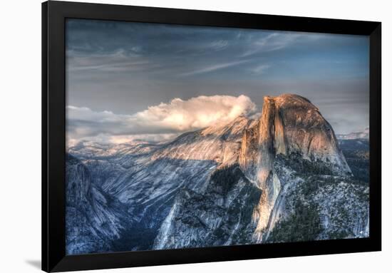 Yosemite National Park, California: Clouds Roll in on Half Dome as Sunset Falls on the Valley-Brad Beck-Framed Photographic Print