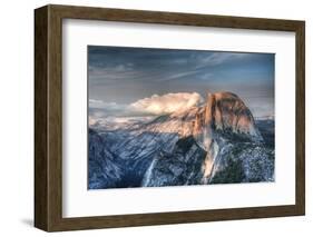 Yosemite National Park, California: Clouds Roll in on Half Dome as Sunset Falls on the Valley-Brad Beck-Framed Photographic Print