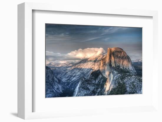 Yosemite National Park, California: Clouds Roll in on Half Dome as Sunset Falls on the Valley-Brad Beck-Framed Photographic Print