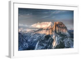 Yosemite National Park, California: Clouds Roll in on Half Dome as Sunset Falls on the Valley-Brad Beck-Framed Photographic Print