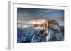 Yosemite National Park, California: Clouds Roll in on Half Dome as Sunset Falls on the Valley-Brad Beck-Framed Photographic Print