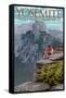 Yosemite National Park, California - Glacier Point and Half Dome-Lantern Press-Framed Stretched Canvas