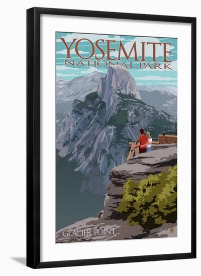 Yosemite National Park, California - Glacier Point and Half Dome-Lantern Press-Framed Art Print