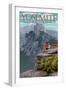 Yosemite National Park, California - Glacier Point and Half Dome-Lantern Press-Framed Art Print