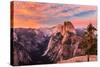 Yosemite National Park, California - Half Dome and Sunset-Lantern Press-Stretched Canvas