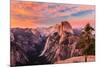 Yosemite National Park, California - Half Dome and Sunset-Lantern Press-Mounted Premium Giclee Print
