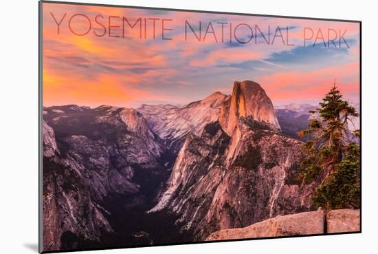 Yosemite National Park, California - Half Dome and Sunset-Lantern Press-Mounted Art Print