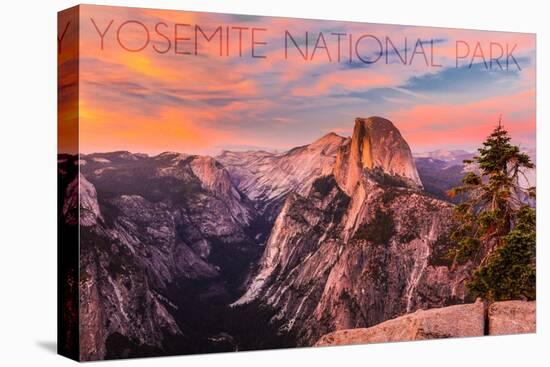 Yosemite National Park, California - Half Dome and Sunset-Lantern Press-Stretched Canvas