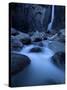 Yosemite National Park, California: Lower Yosemite Falls under Moonlight.-Ian Shive-Stretched Canvas