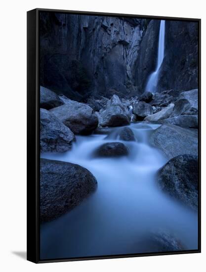 Yosemite National Park, California: Lower Yosemite Falls under Moonlight.-Ian Shive-Framed Stretched Canvas