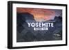 Yosemite National Park, California - Valley at Sunset Rubber Stamp-Lantern Press-Framed Art Print