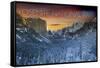 Yosemite National Park, California - Valley in Winter-Lantern Press-Framed Stretched Canvas