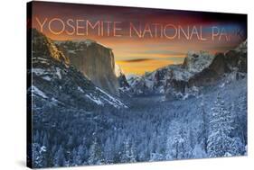 Yosemite National Park, California - Valley in Winter-Lantern Press-Stretched Canvas