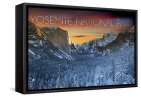 Yosemite National Park, California - Valley in Winter-Lantern Press-Framed Stretched Canvas
