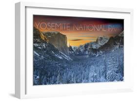 Yosemite National Park, California - Valley in Winter-Lantern Press-Framed Art Print