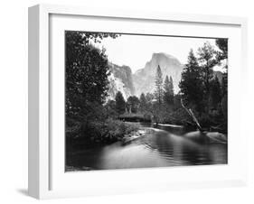 Yosemite National Park, Valley Floor and Half Dome Photograph - Yosemite, CA-Lantern Press-Framed Art Print