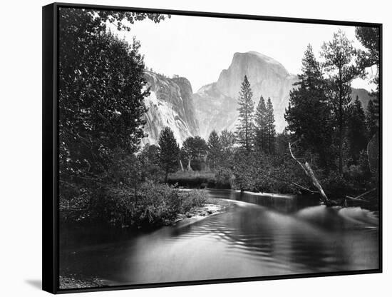 Yosemite National Park, Valley Floor and Half Dome Photograph - Yosemite, CA-Lantern Press-Framed Stretched Canvas