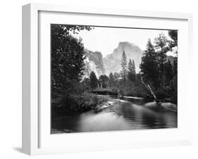 Yosemite National Park, Valley Floor and Half Dome Photograph - Yosemite, CA-Lantern Press-Framed Art Print