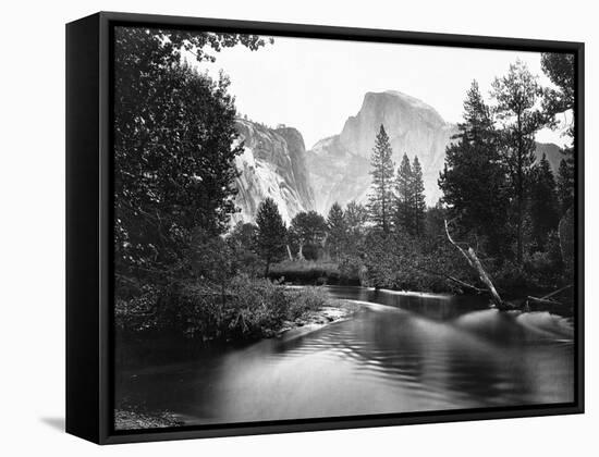Yosemite National Park, Valley Floor and Half Dome Photograph - Yosemite, CA-Lantern Press-Framed Stretched Canvas