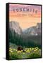 Yosemite National Park - Wildlife & Spring Flowers-Lantern Press-Framed Stretched Canvas