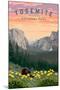 Yosemite National Park - Wildlife & Spring Flowers-Lantern Press-Mounted Art Print