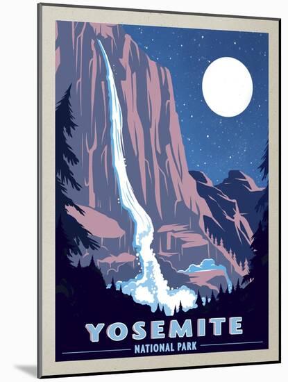 Yosemite New Night-Old Red Truck-Mounted Giclee Print