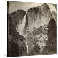 Yosemite Point and Wind-Blown Yosemite Falls, Yosemite Valley, California, USA, 1902-Underwood & Underwood-Stretched Canvas