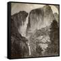 Yosemite Point and Wind-Blown Yosemite Falls, Yosemite Valley, California, USA, 1902-Underwood & Underwood-Framed Stretched Canvas