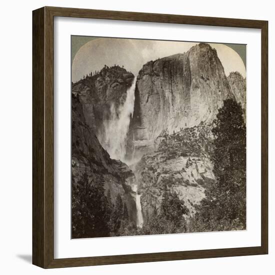 Yosemite Point and Wind-Blown Yosemite Falls, Yosemite Valley, California, USA, 1902-Underwood & Underwood-Framed Photographic Print