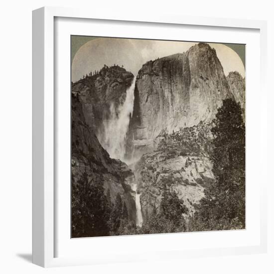 Yosemite Point and Wind-Blown Yosemite Falls, Yosemite Valley, California, USA, 1902-Underwood & Underwood-Framed Photographic Print