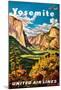 Yosemite - United Air Lines - Yosemite Falls and Yosemite National Park-Joseph Fehér-Mounted Giclee Print