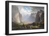 Yosemite Valley with Bridal Falls and Half-Dome in the Distance-null-Framed Premium Giclee Print