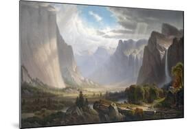 Yosemite Valley with Bridal Falls and Half-Dome in the Distance-null-Mounted Giclee Print