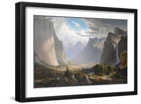 Yosemite Valley with Bridal Falls and Half-Dome in the Distance-null-Framed Giclee Print