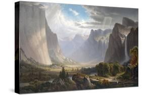 Yosemite Valley with Bridal Falls and Half-Dome in the Distance-null-Stretched Canvas