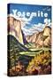 Yosemite Vintage Travel Poster-null-Stretched Canvas
