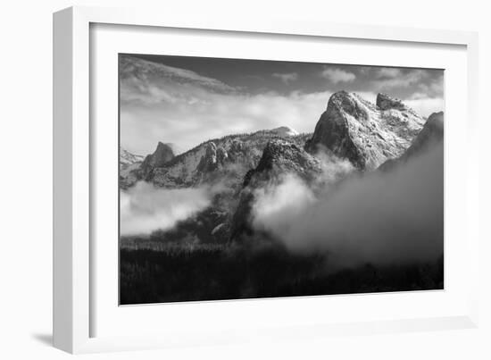 Yosemite Winter Morning Snow Beautiful  Black White Valley Hills-Vincent James-Framed Photographic Print