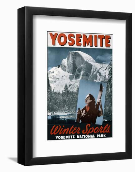 Yosemite, Winter Sports-null-Framed Art Print