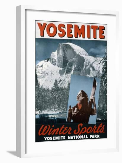 Yosemite, Winter Sports-null-Framed Art Print