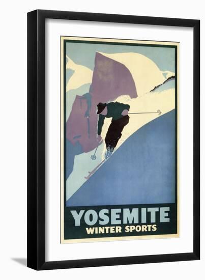 Yosemite Winter Sports-null-Framed Premium Giclee Print