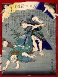 Ukiyo-E Newspaper: Kanpei Shoot an Actor in a Roll of Samurai Sadakuro with Rifle-Yoshiiku Ochiai-Giclee Print