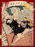Ukiyo-E Newspaper: a Young Girl Yasu Being Rescued from a Water by a Ferryman-Yoshiiku Ochiai-Giclee Print