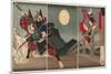 Yoshitsune and Benkei at Gojo Bridge, 1881 (Nishiki-E Woodblock Print, with Bokashi)-Tsukioka Yoshitoshi-Mounted Giclee Print