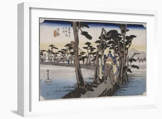 Yoshiwara, chemin bordé de cryptomerias dans la rizière-Ando Hiroshige-Framed Giclee Print